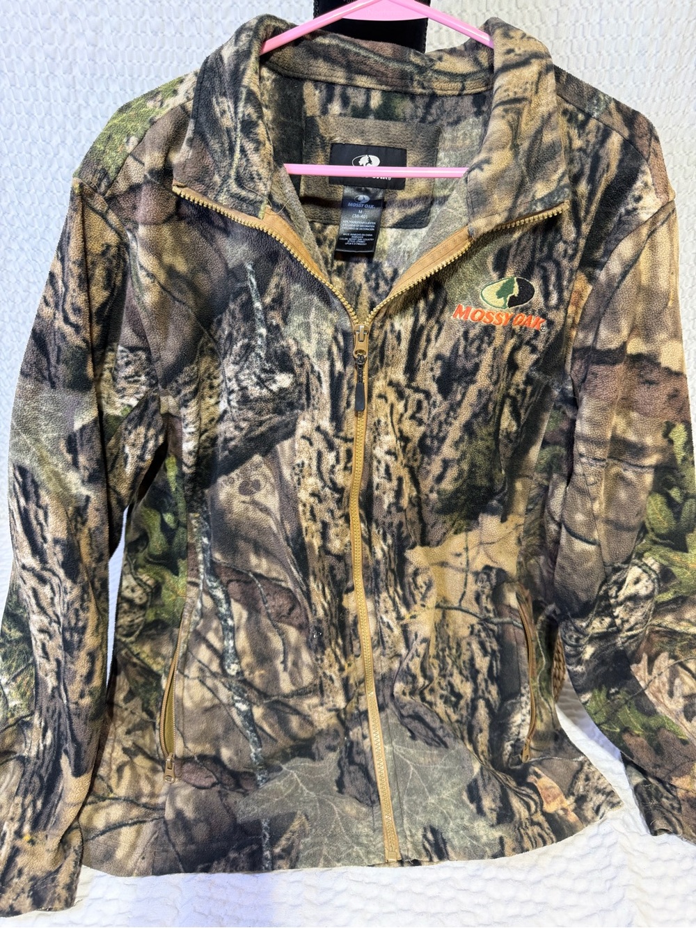 Mossy Oak Realtree Camo Zip-Up Jacket with Orange Logo